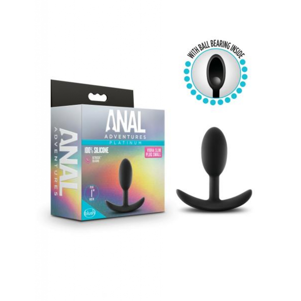 Anal Adventures Platinum Silicone Vibra Slim Plug Small Black - Anal Plugs