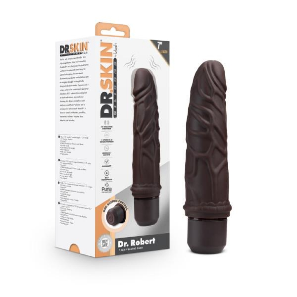 Dr. Skin Silicone Dr. Robert 7 In Vibrating Dildo Brown - Realistic