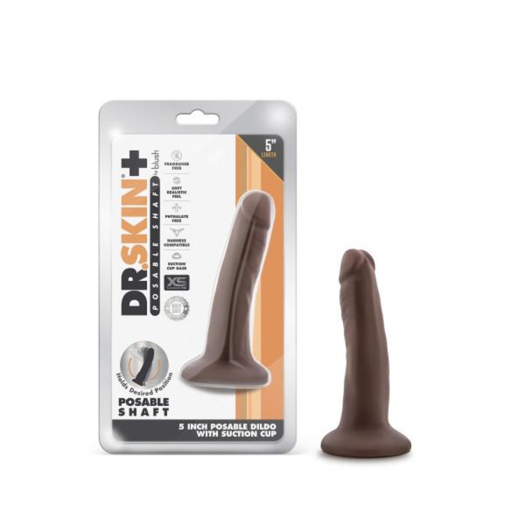 Dr. Skin Plus 5in Poseable Dildo Chocolate - Realistic Dildos & Dongs
