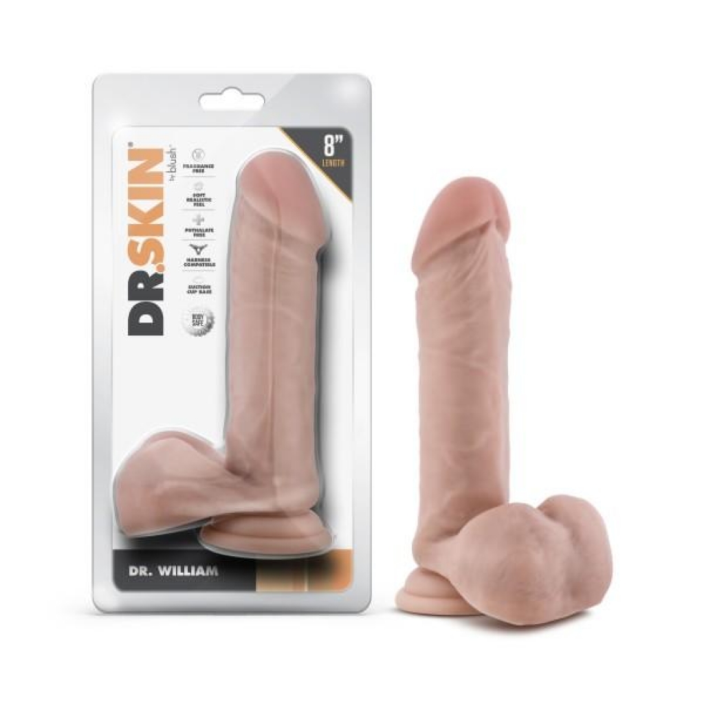 Dr. Skin Dr. William 8in Dildo W/ Balls Beige - Realistic Dildos & Dongs