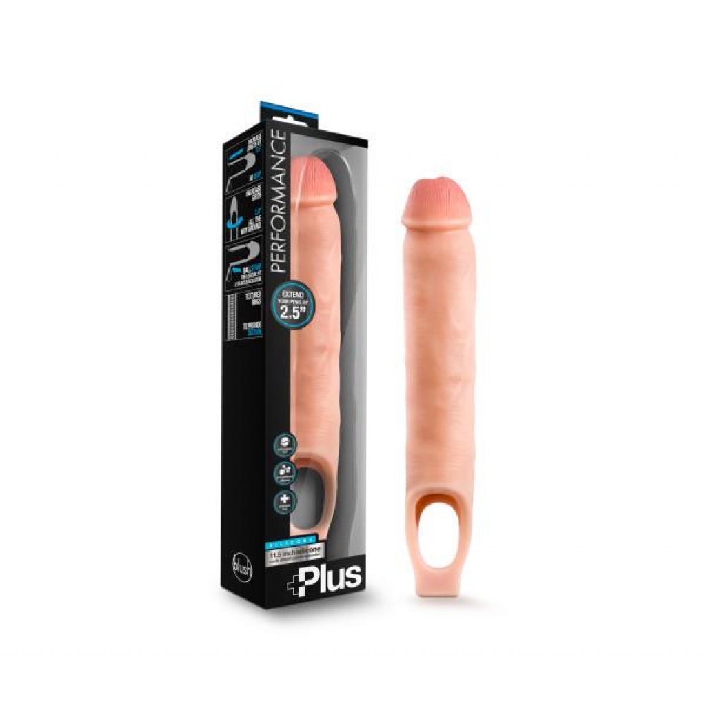 Performance Plus 11.5in Silicone Cock Sheath Penis Extender Vanilla - Penis Extensions