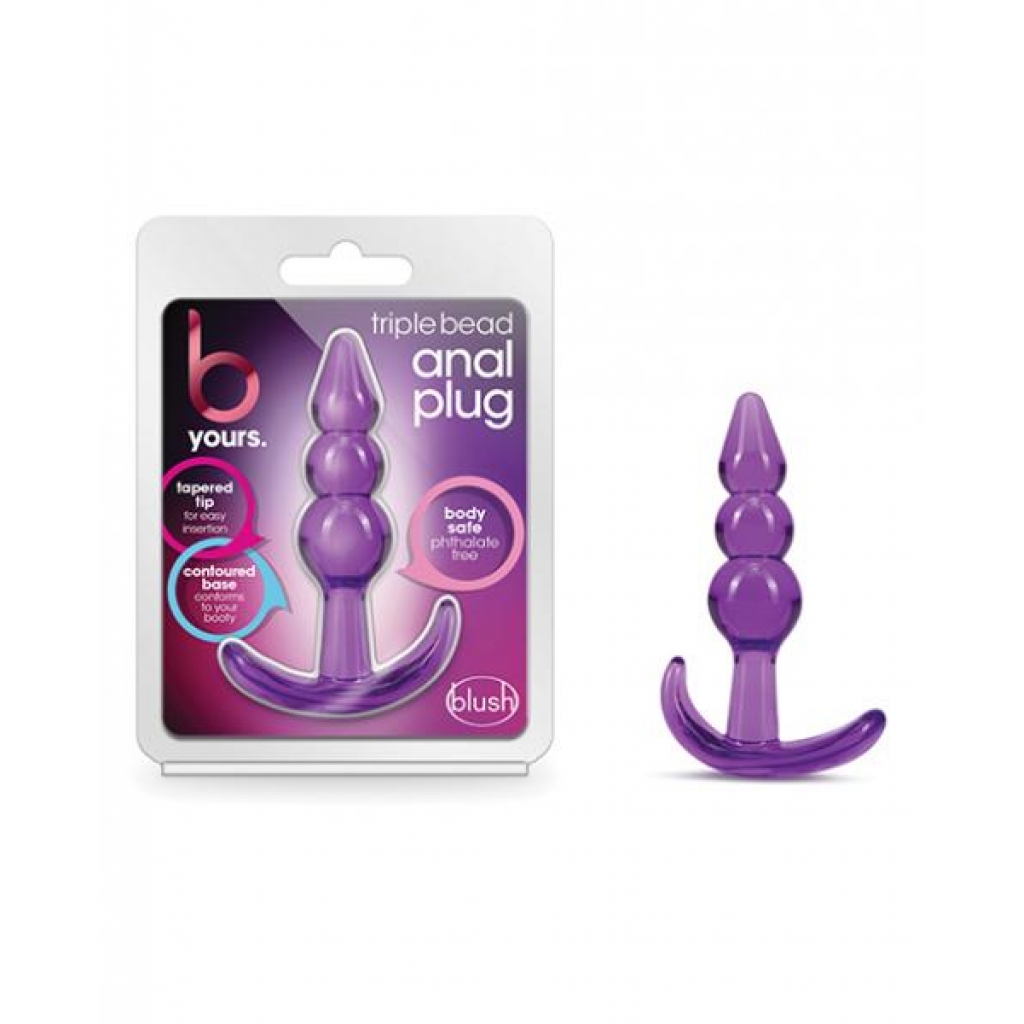 B Yours Triple Bead Anal Plug Purple - Anal Plugs
