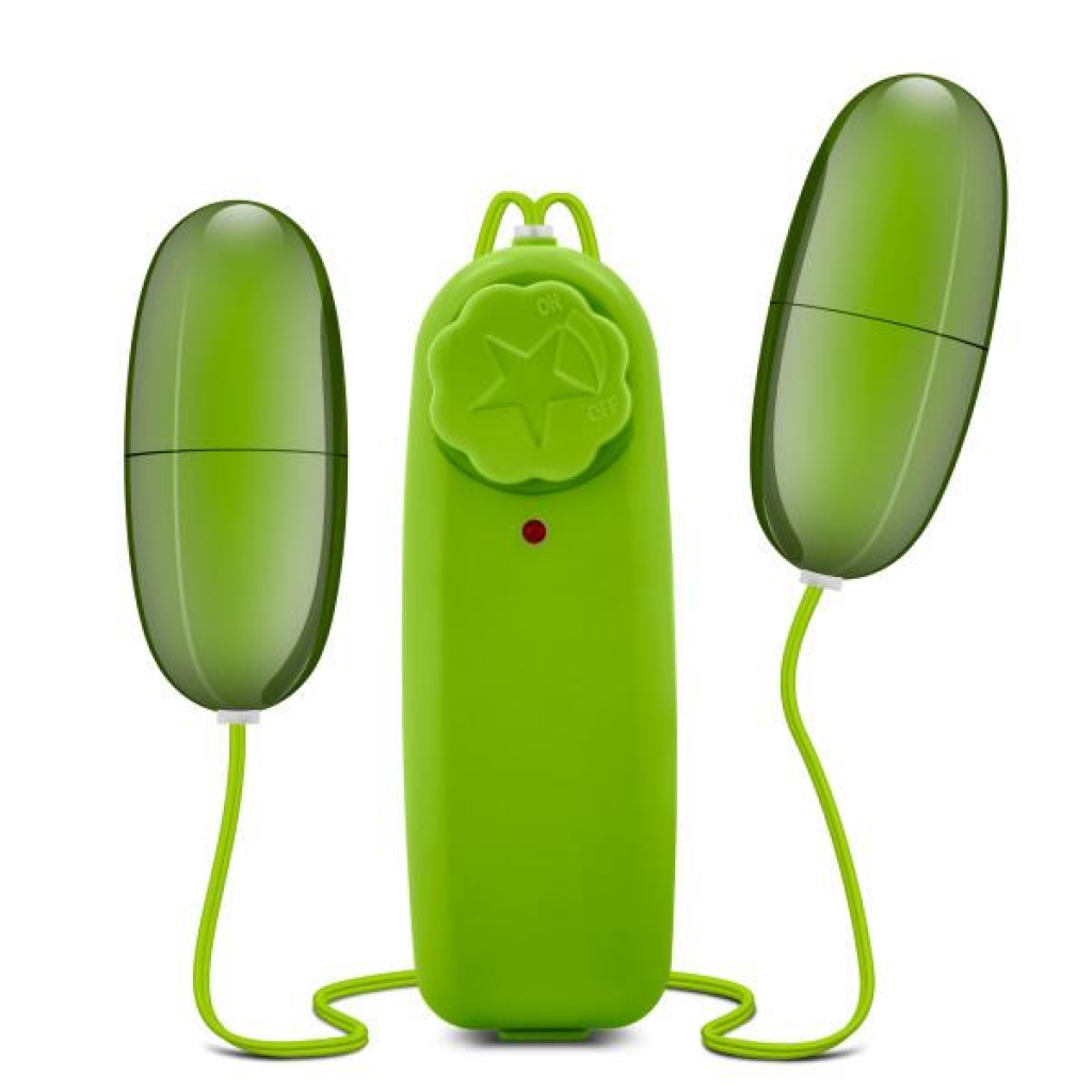 Double Pop Eggs Lime Green Vibrating Bullets - Bullet Vibrators