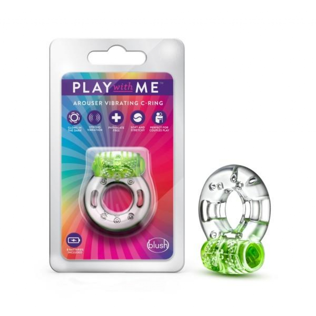 Play With Me Arouser Vibrating C-ring Green - Couples Penis Rings