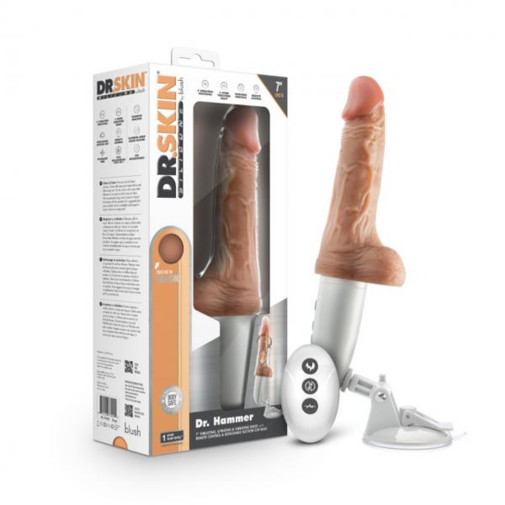 Dr Skin Silicone Dr Hammer 7in Thrusting Dildo W/ Handle Beige - Realistic Dildos & Dongs