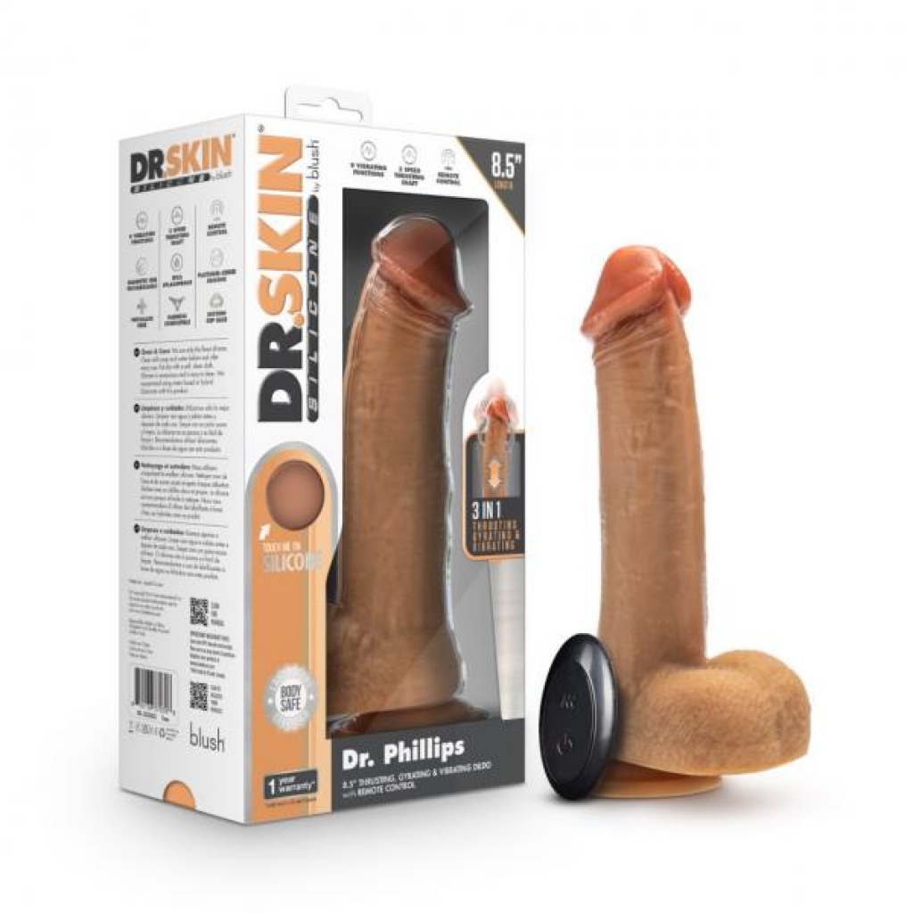 Dr Skin Silicone Dr Phillips 8.5in Thrusting Dildo Tan - Realistic Dildos & Dongs