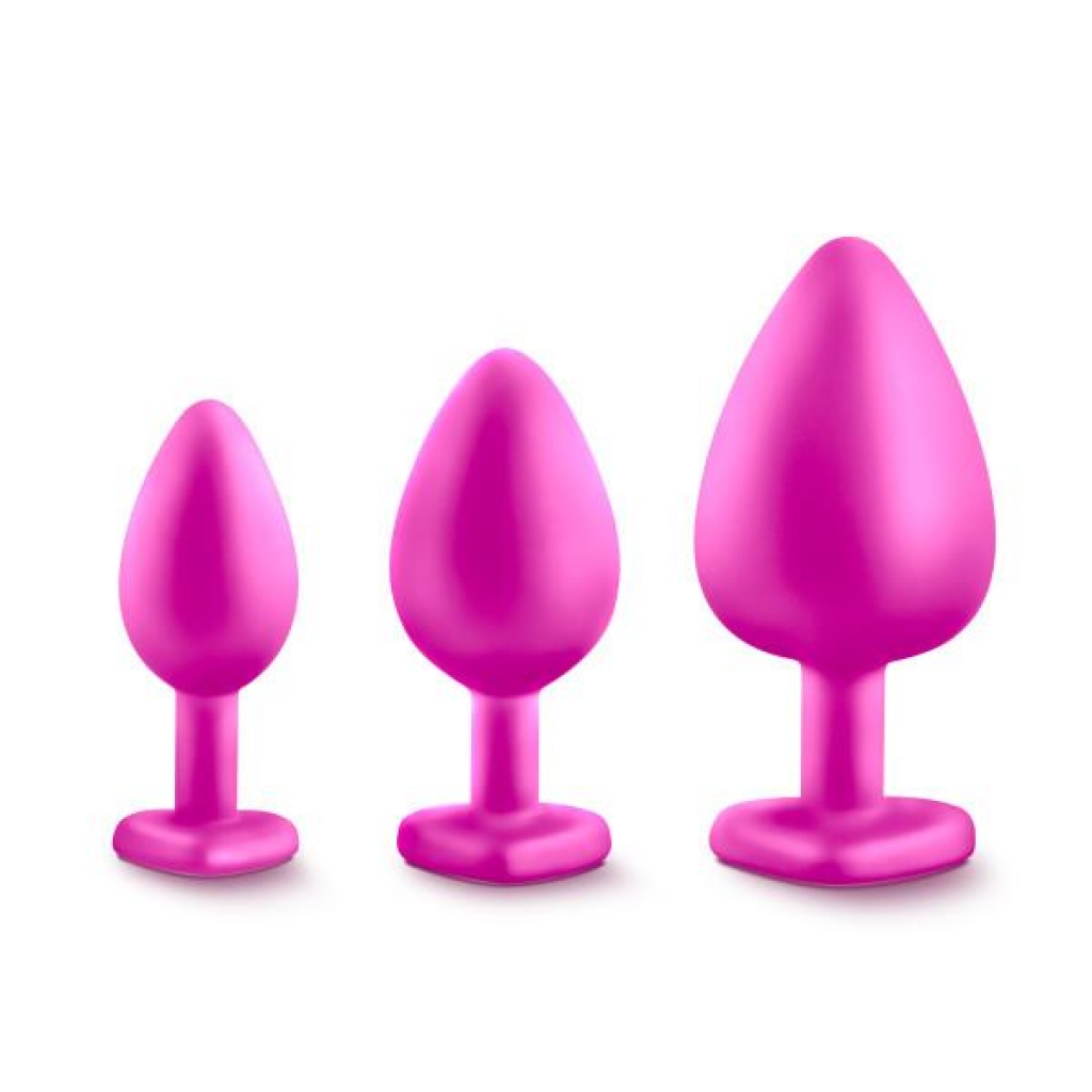 Bling Plugs Training Kit Pink with White Gems - Anal Trainer Kits
