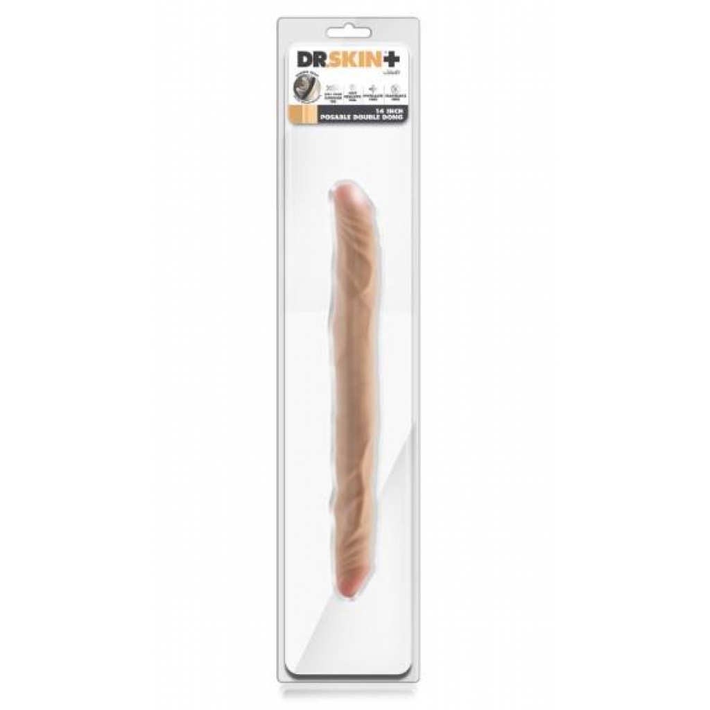 Dr. Skin Plus - 14-inch Posable Double Dong - Beige