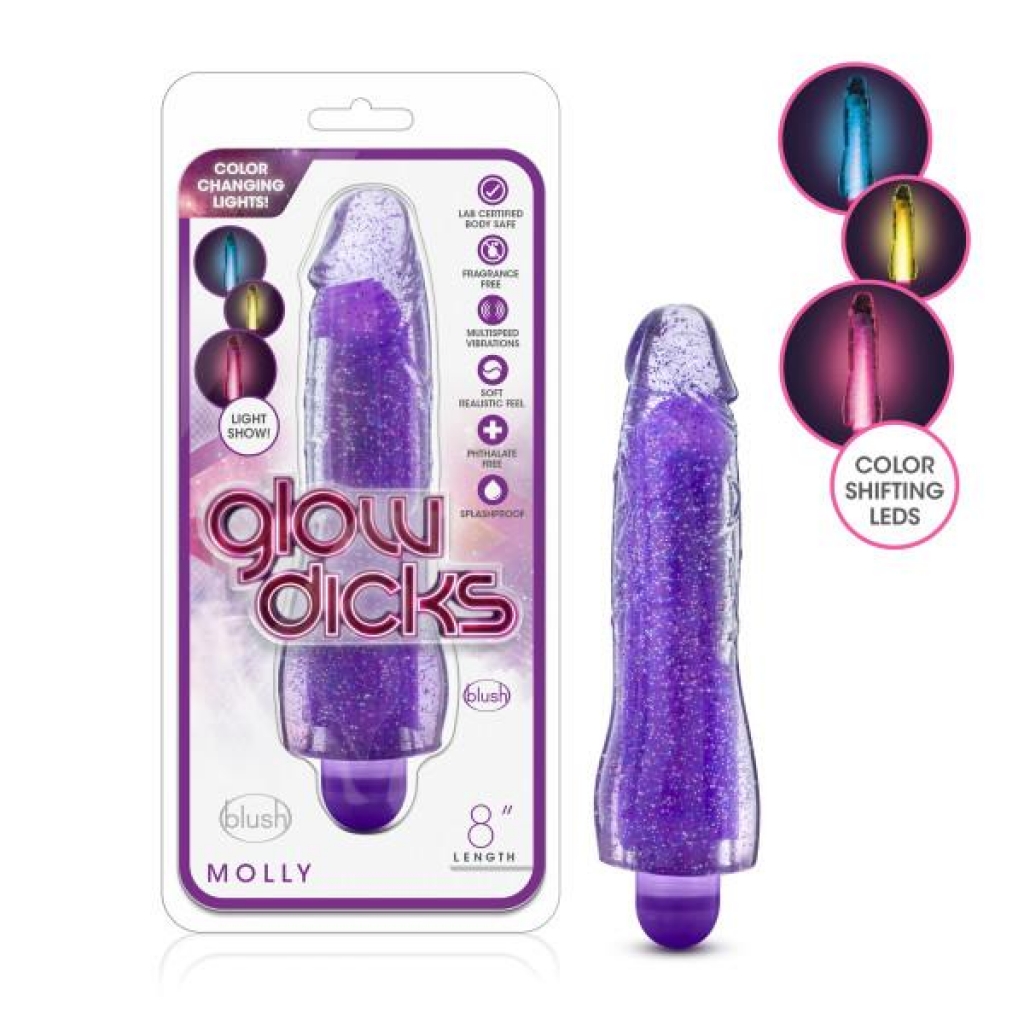 Glow Dicks Molly Glitter Vibrator Purple - Realistic