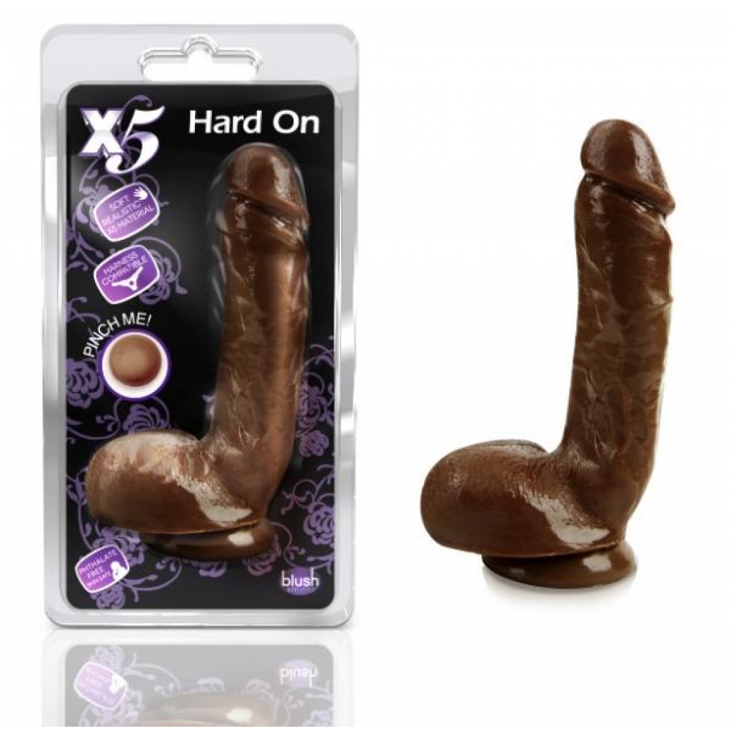 X5 Hard On Realistic Dildo Brown