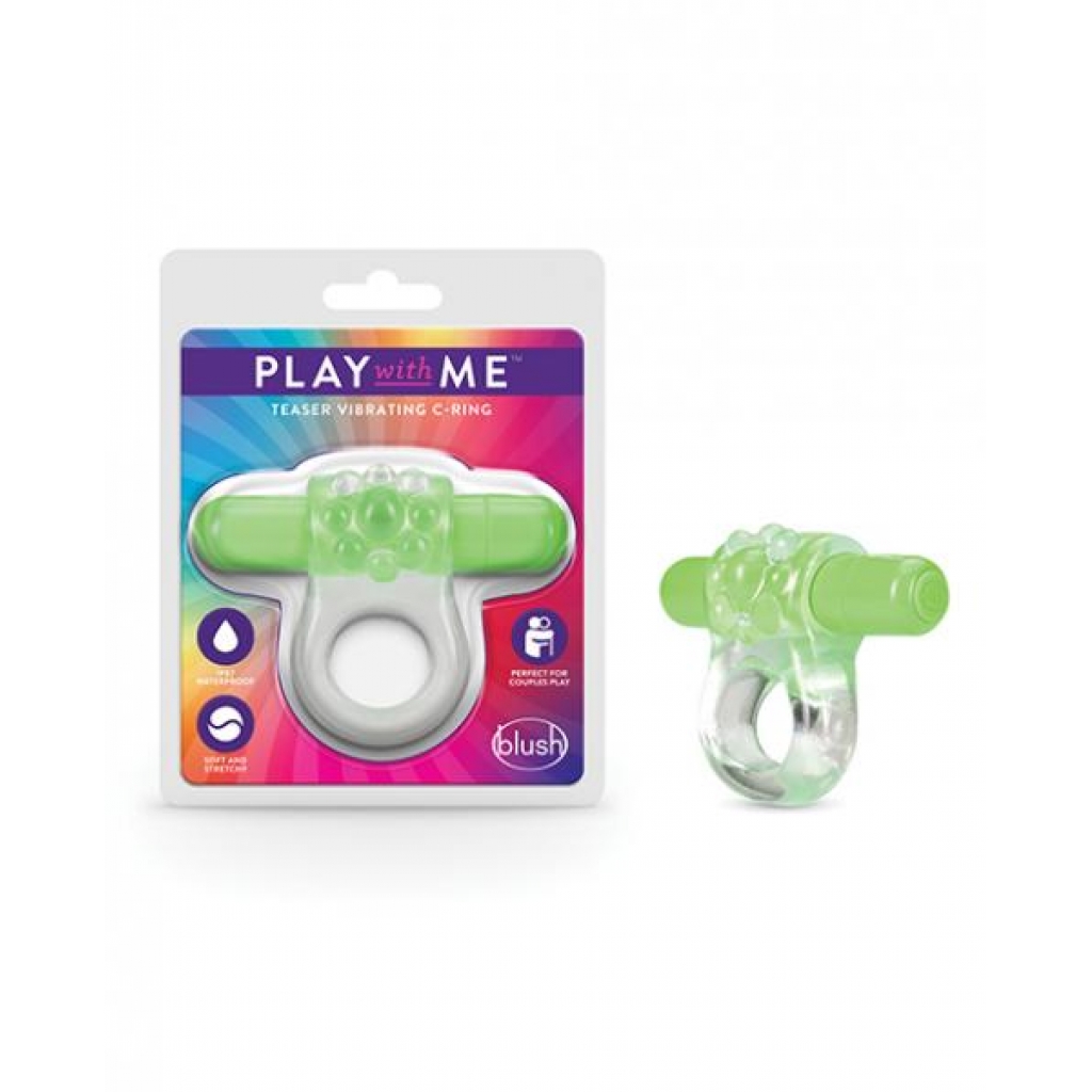 Play With Me Teaser Vibrating C-ring Green - Couples Penis Rings