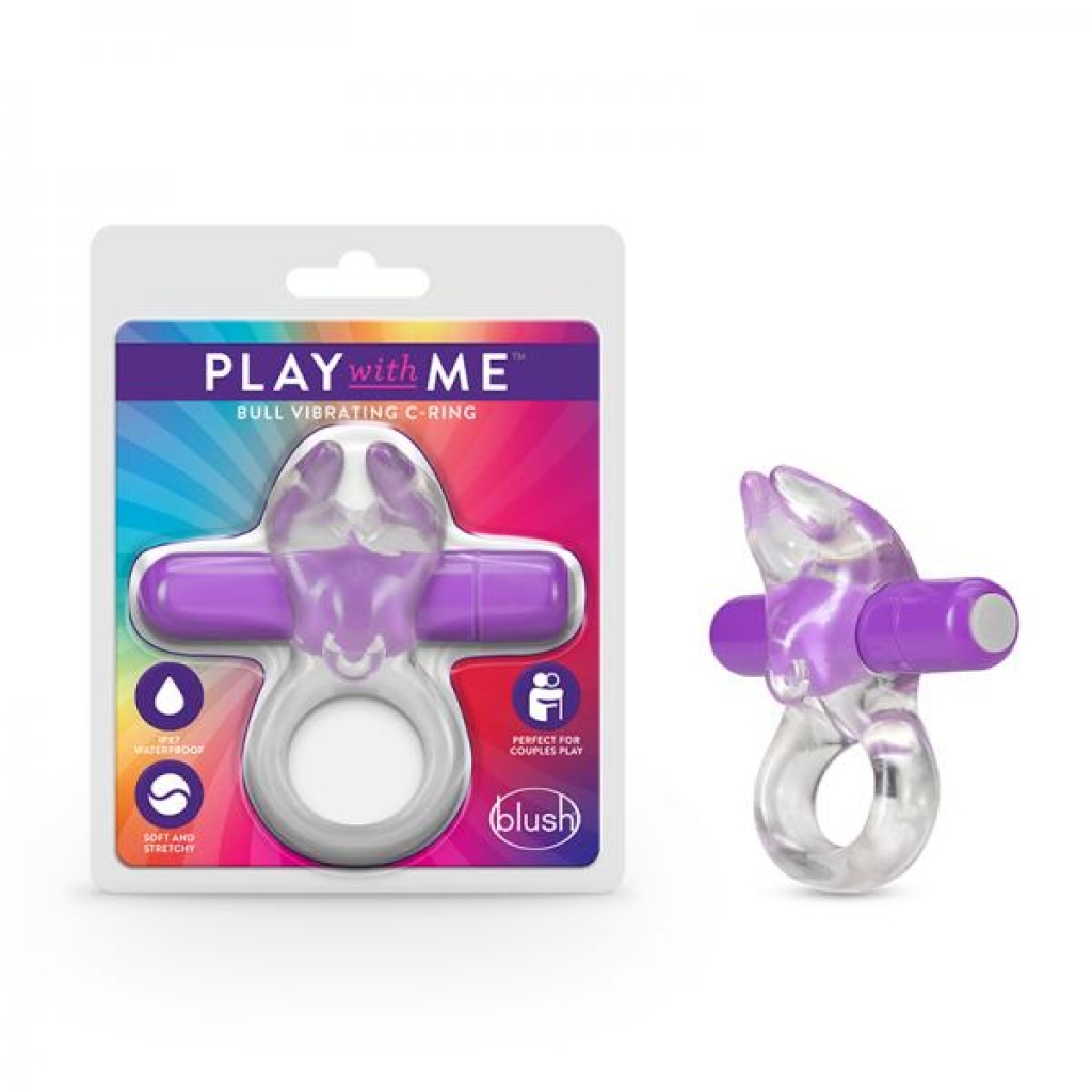 Play With Me Bull Vibrating C- Ring Purple - Couples Penis Rings