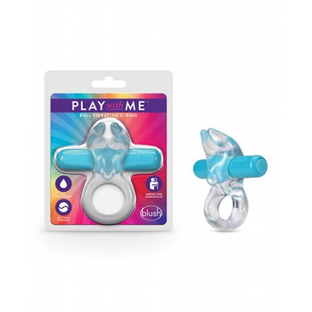 Play With Me Bull Vibrating C-ring Blue - Couples Penis Rings