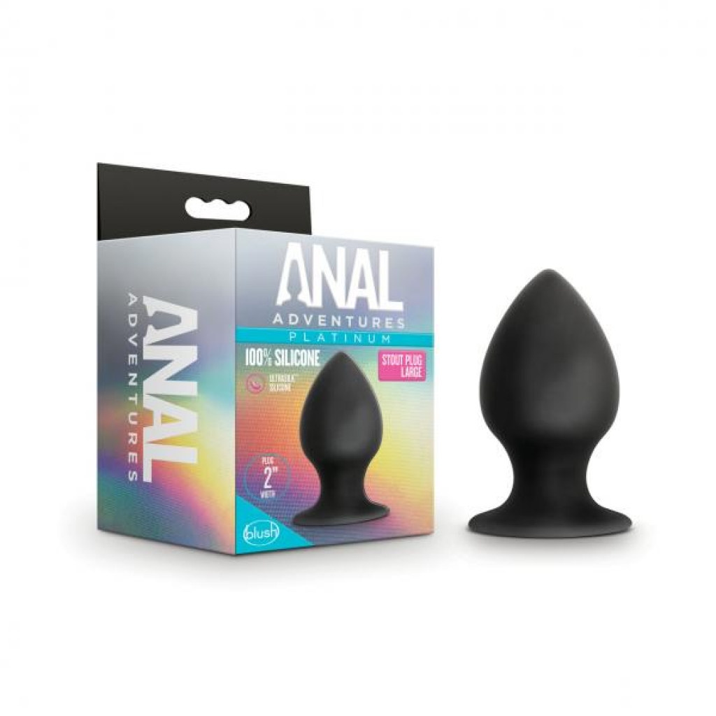 Anal Adventures Platinum Silicone Anal Stout Plug Large Black - Anal Plugs