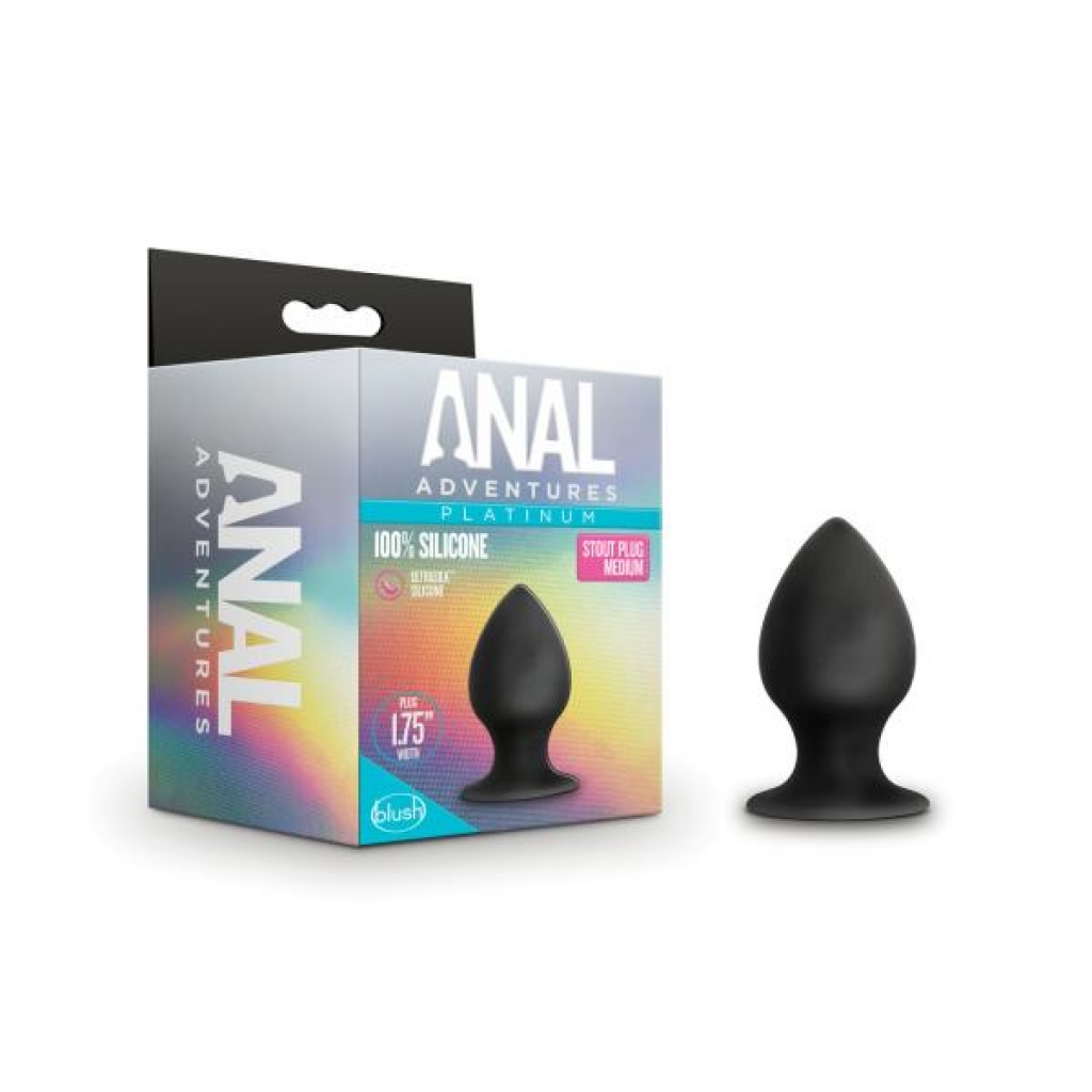 Anal Adventures Platinum Silicone Anal Stout Plug Medium Black - Anal Plugs