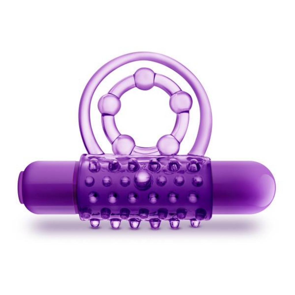 The Player Vibrating Double Strap Cock Ring Purple - Couples Vibrating Penis Rings
