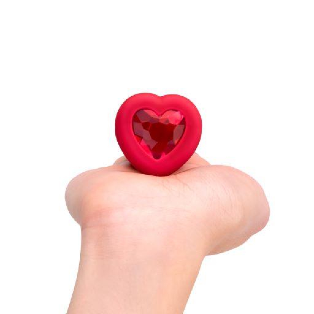 B Vibe Vibrating Heart Shaped Jewel Plug M/l Red (net) - Anal Plugs