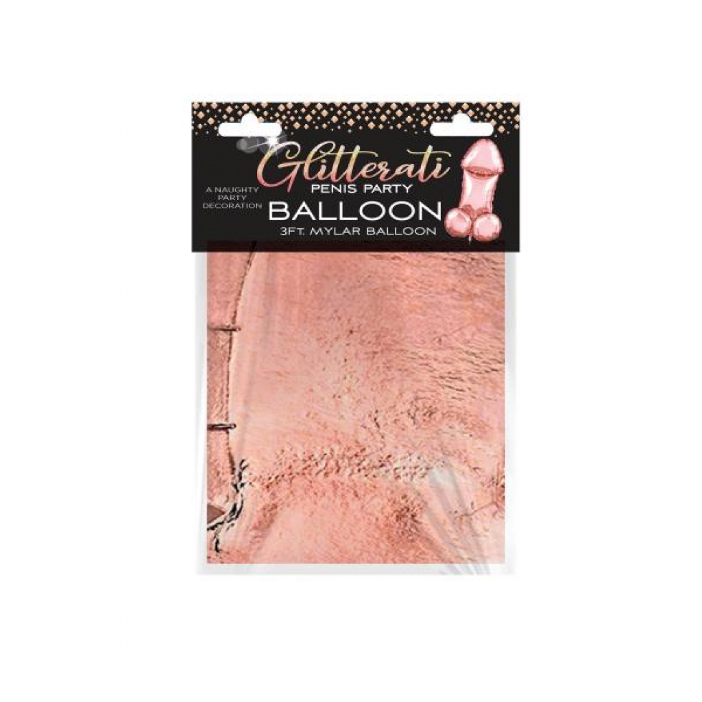 Glitterati 3ft Rose Gold Penis Mylar Balloon - Gag & Joke Gifts