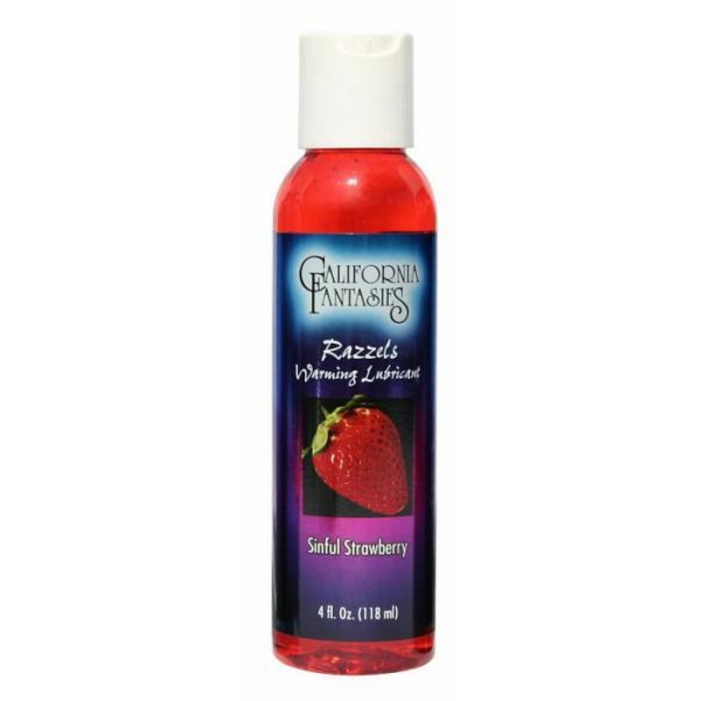 Razzels Strawberry Warming Lube 4 oz - Lubricants