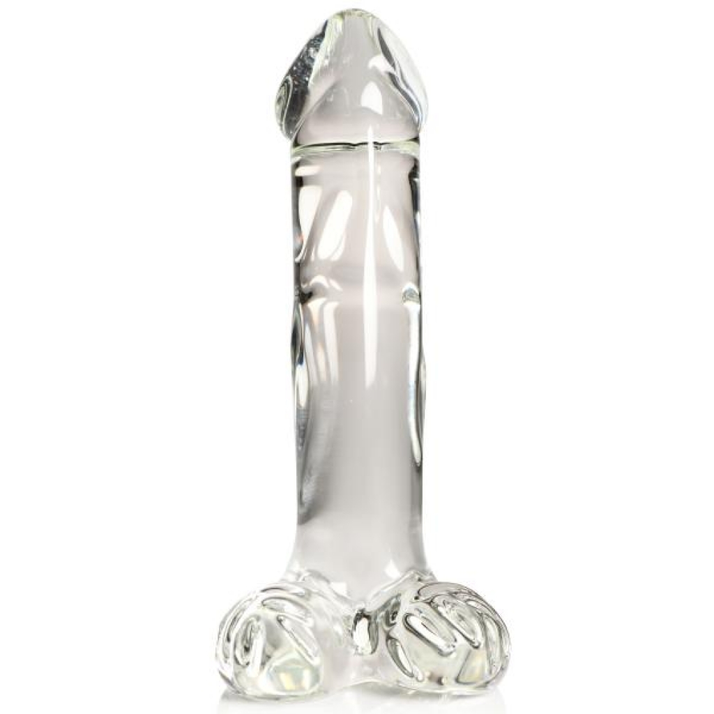 Pleasure Crystals 7.1 In Glass Dildo W/ Balls - Realistic Dildos & Dongs
