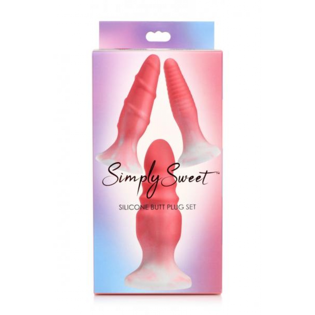 Simply Sweet Silicone Butt Plug Set Pink - Anal Plugs