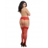 Fishnet Thigh Highs W/ Lace Top Red Q/s - Bodystockings, Pantyhose & Garters