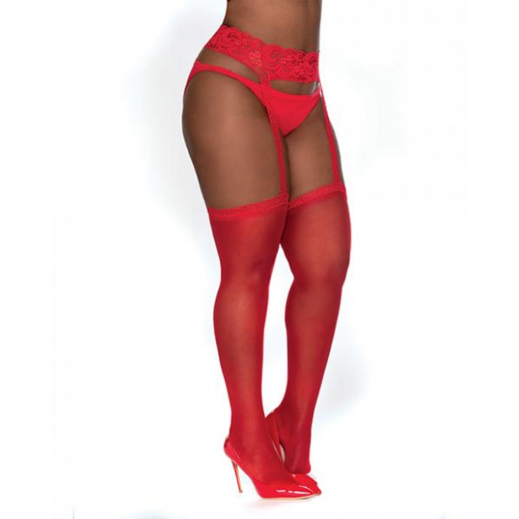 Pantyhose W/ Garters Red Q/s - Bodystockings, Pantyhose & Garters