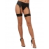 Cuban Heel Thigh High Nude/ Black O/s - Bodystockings, Pantyhose & Garters