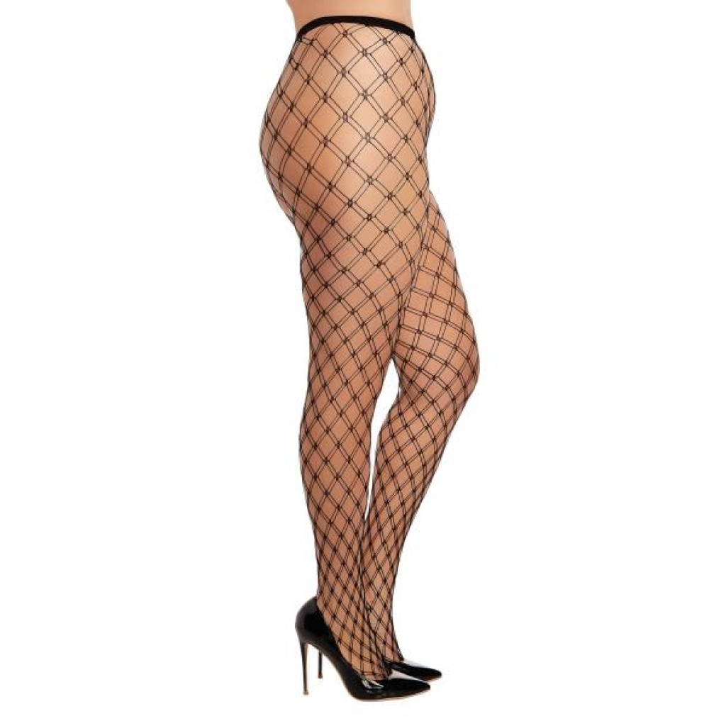 Double-knitted Fence Net Pantyhose Black Q/s - Bodystockings, Pantyhose & Garters