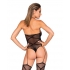 Fishnet Garter Teddy Bodystocking Black O/s - Bodystockings, Pantyhose & Garters