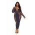 Bodystocking Gown W/ Opaque Front & Back Denim Q/s - Bodystockings, Pantyhose & Garters