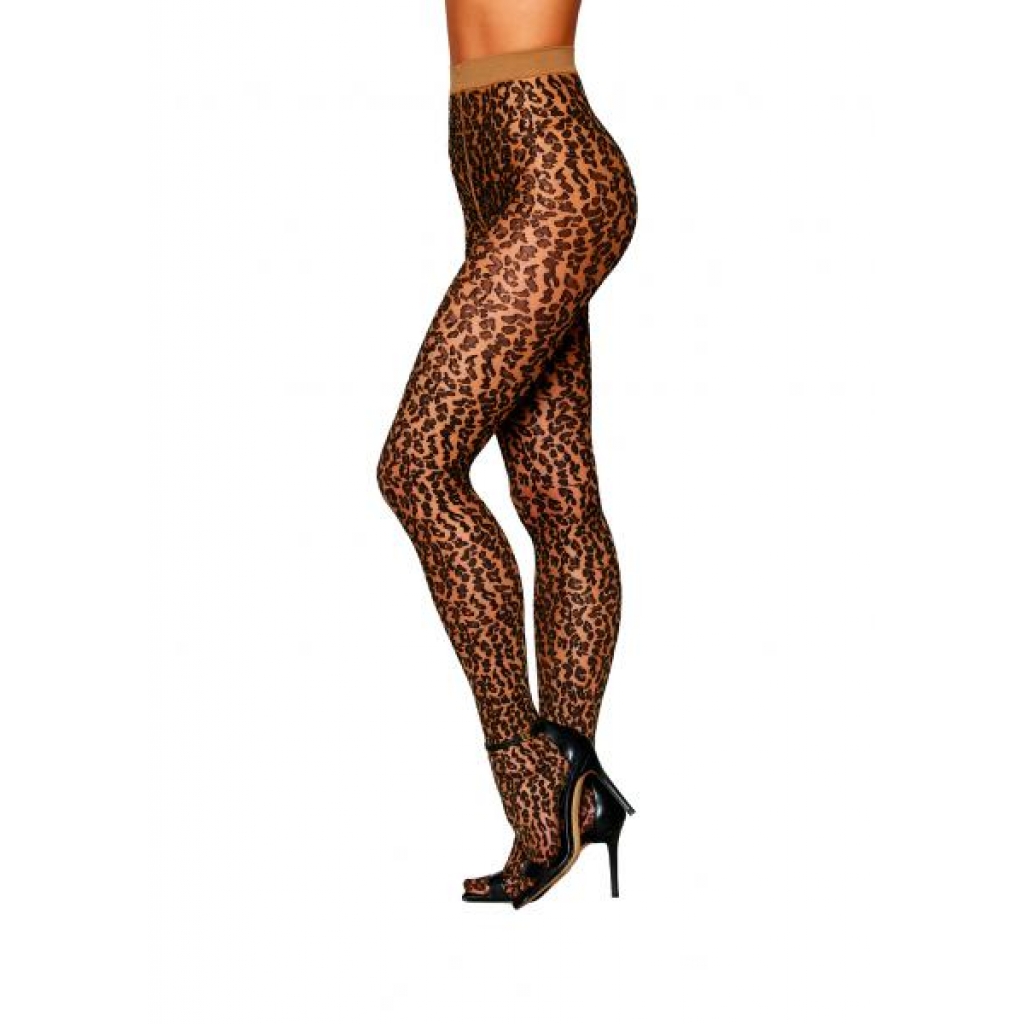 Sheer Leopard Pantyhose O/s - Bodystockings, Pantyhose & Garters