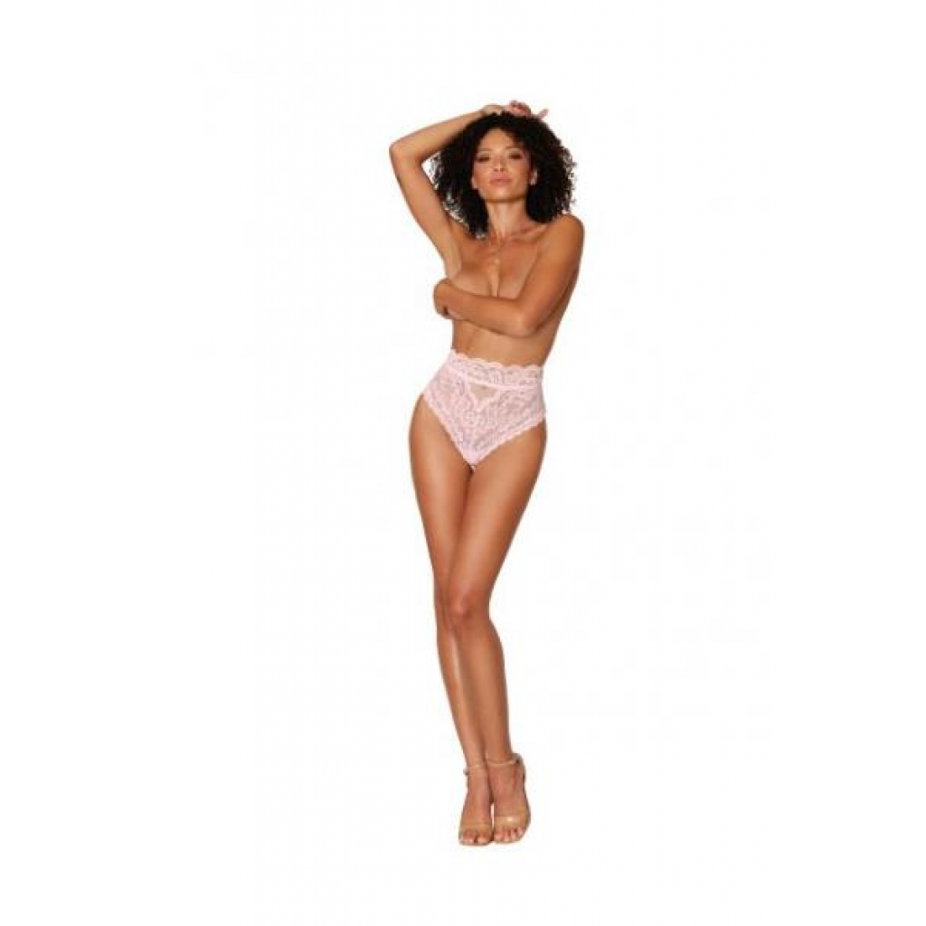 High-waisted Lace Panty W/ Cutout Ballet Pink Medium - Babydolls & Slips