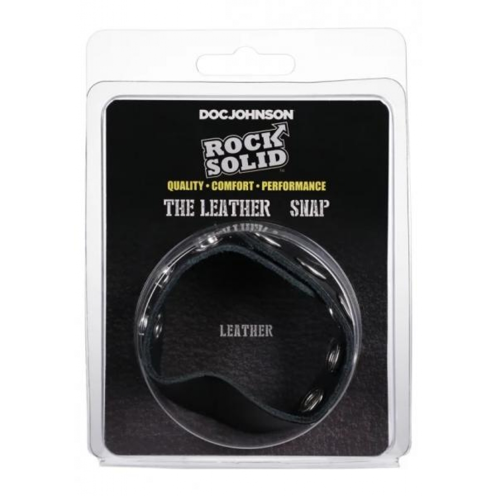 Rock Solid Leather 5 Snap Black - Adjustable & Versatile Penis Rings