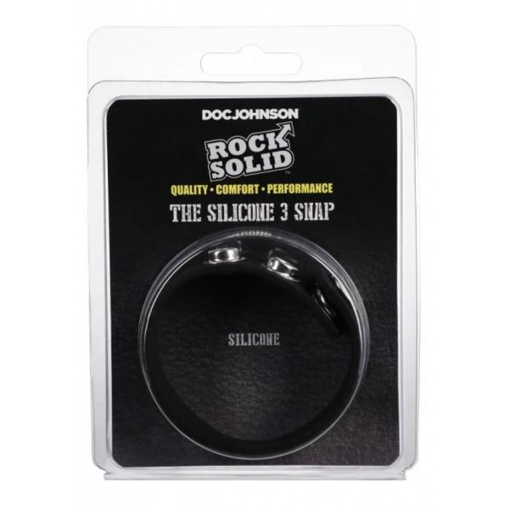 Rock Solid Silicone 3 Snap Black - Adjustable & Versatile Penis Rings