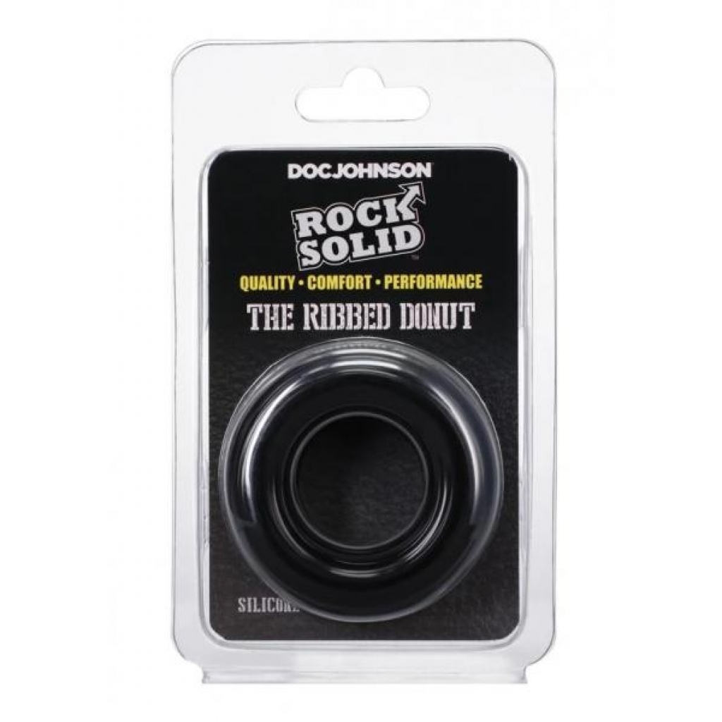 Rock Solid Ribbed Donut Black - Classic Penis Rings