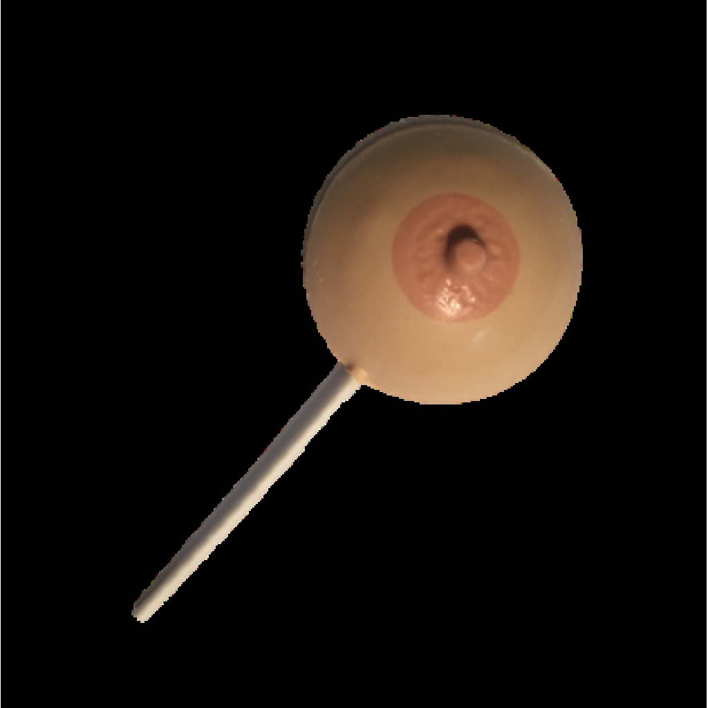 Large Single Boob with Stick Butterscotch Lollipop - Adult Candy and Erotic Foods