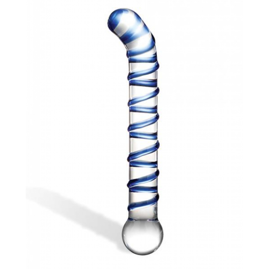 Mr Swirly 6.5 inches G-Spot Glass Dildo Clear Blue - G-Spot Dildos