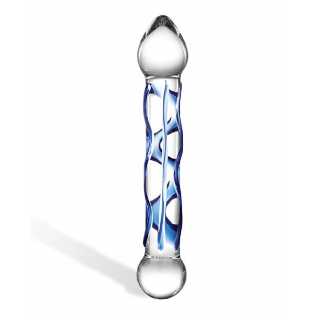 Glas 6.5 inches Full Tip Textured Glass Dildo Clear - G-Spot Dildos