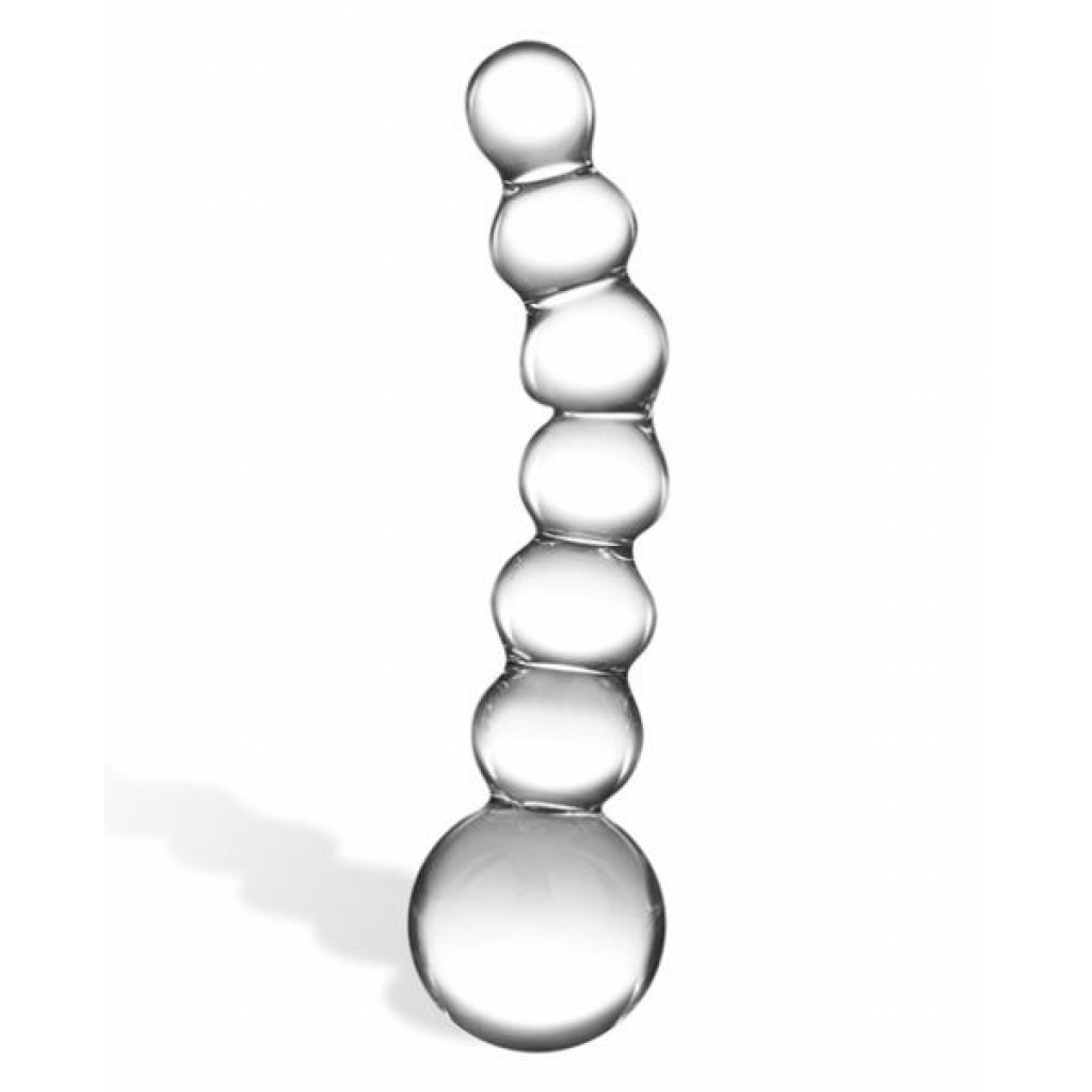 Glas 5 inches Curved Glass Beaded Dildo Clear - Anal Beads