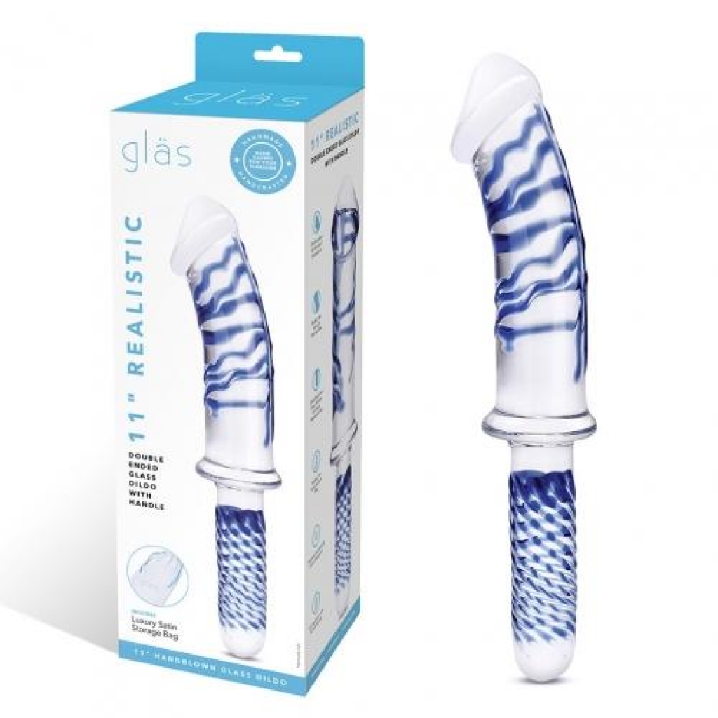 Glas 11in Realistic Double Ended Dildo W/ Handle - Double Dildos