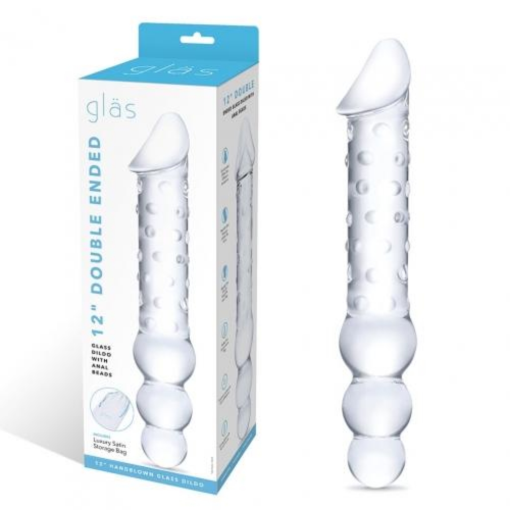 Glas 12in Double Ended Dildo W / Anal Beads - Double Dildos
