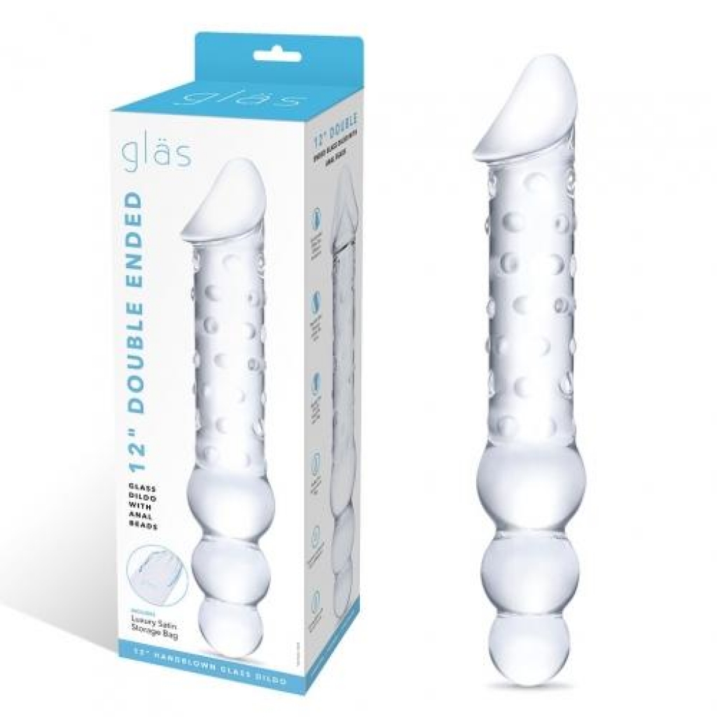 Glas 12 Inch Double-Ended Dildo with Anal Beads