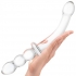 Glas 12in Girthy Ribbed G-spot Glass Dildo W/ Handle Grip - Extreme Dildos