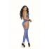 Opaque & Net Footless Bodystocking Blue O/S - Bodystockings, Pantyhose & Garters