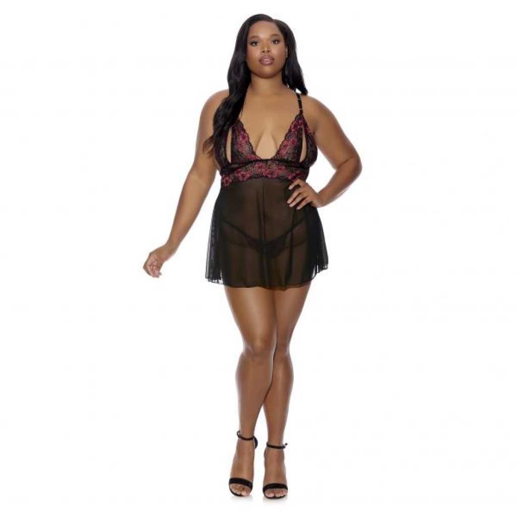 Barely Bare Split Cup Baby Doll & G-string Panty Q/s - Babydolls & Slips