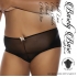 Barely Bare Split Lace Boy Shorts Black Q/s - Babydolls & Slips