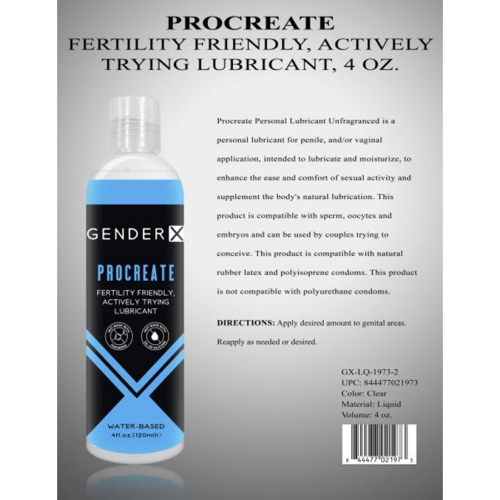 Gender X Procreate 4 Oz - Lubricants