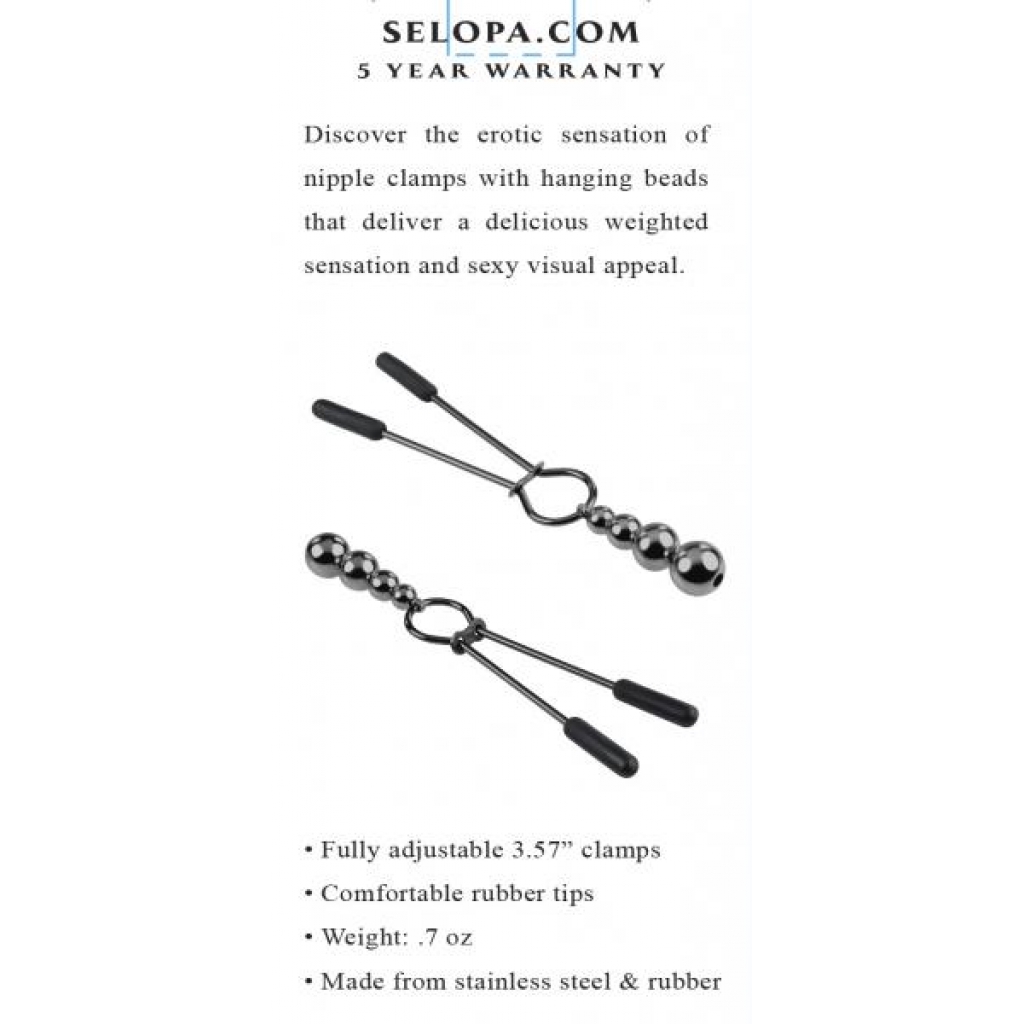 Selopa Beaded Nipple Clamps Black Chrome - Nipple Clamps