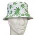 White Bucket Hat W/ Green Leaves - Gag & Joke Gifts